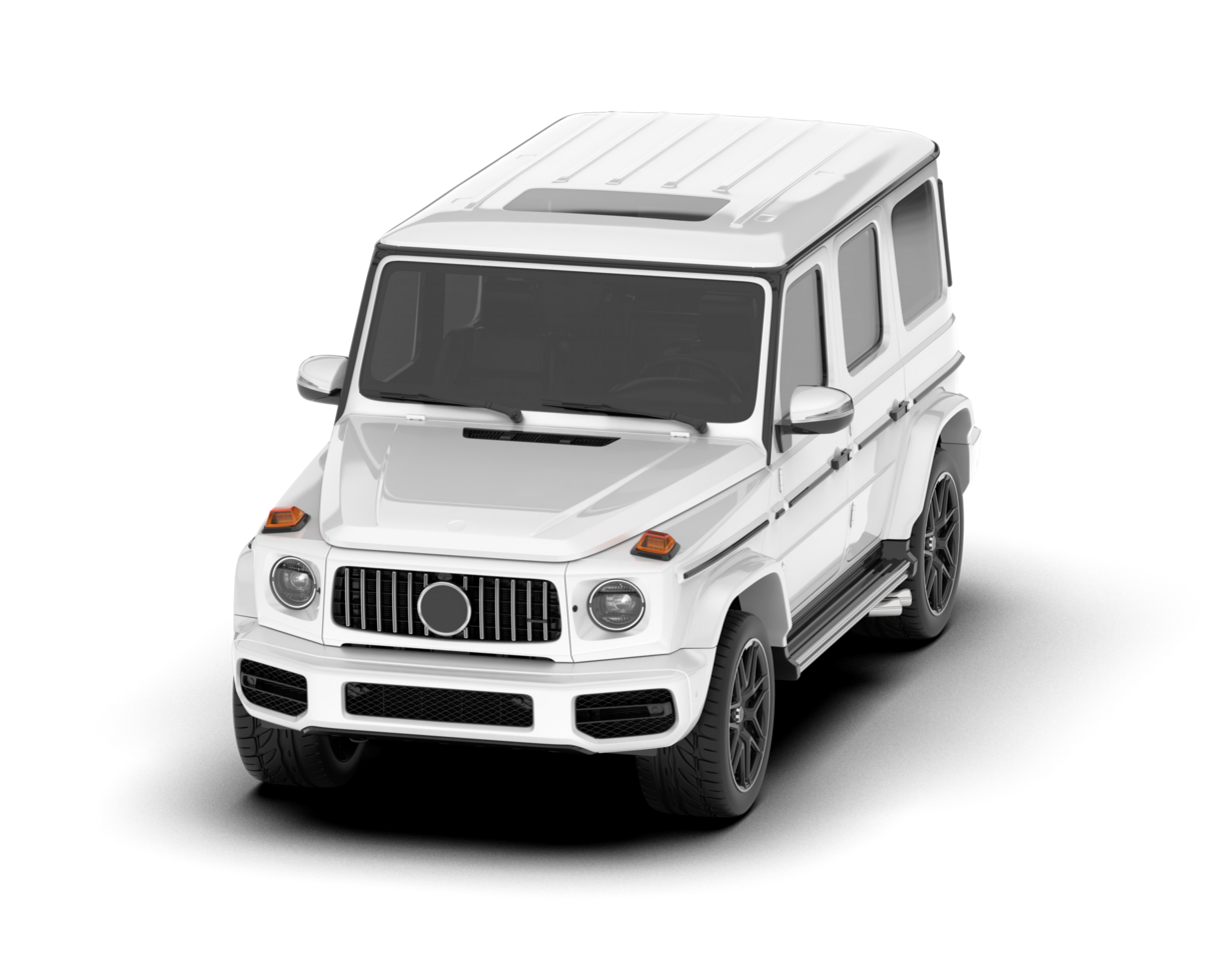 White SUV on transparent background. 3d rendering - illustration png