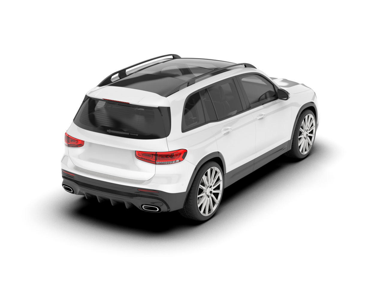 White SUV on transparent background. 3d rendering - illustration png