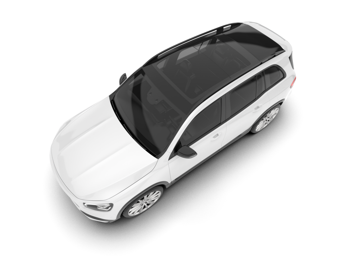 White SUV on transparent background. 3d rendering - illustration png