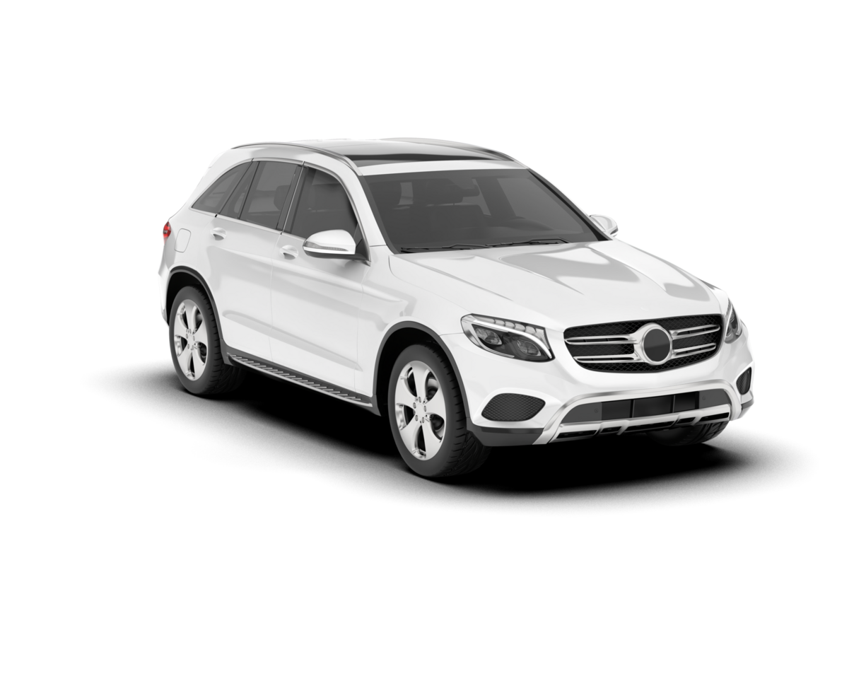 White SUV on transparent background. 3d rendering - illustration png