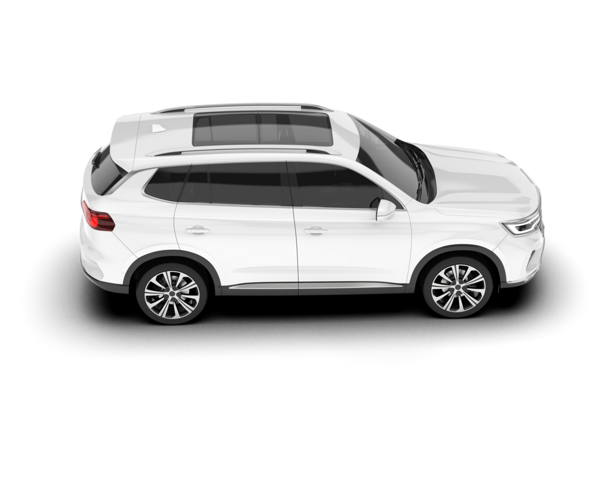 White SUV on transparent background. 3d rendering - illustration png