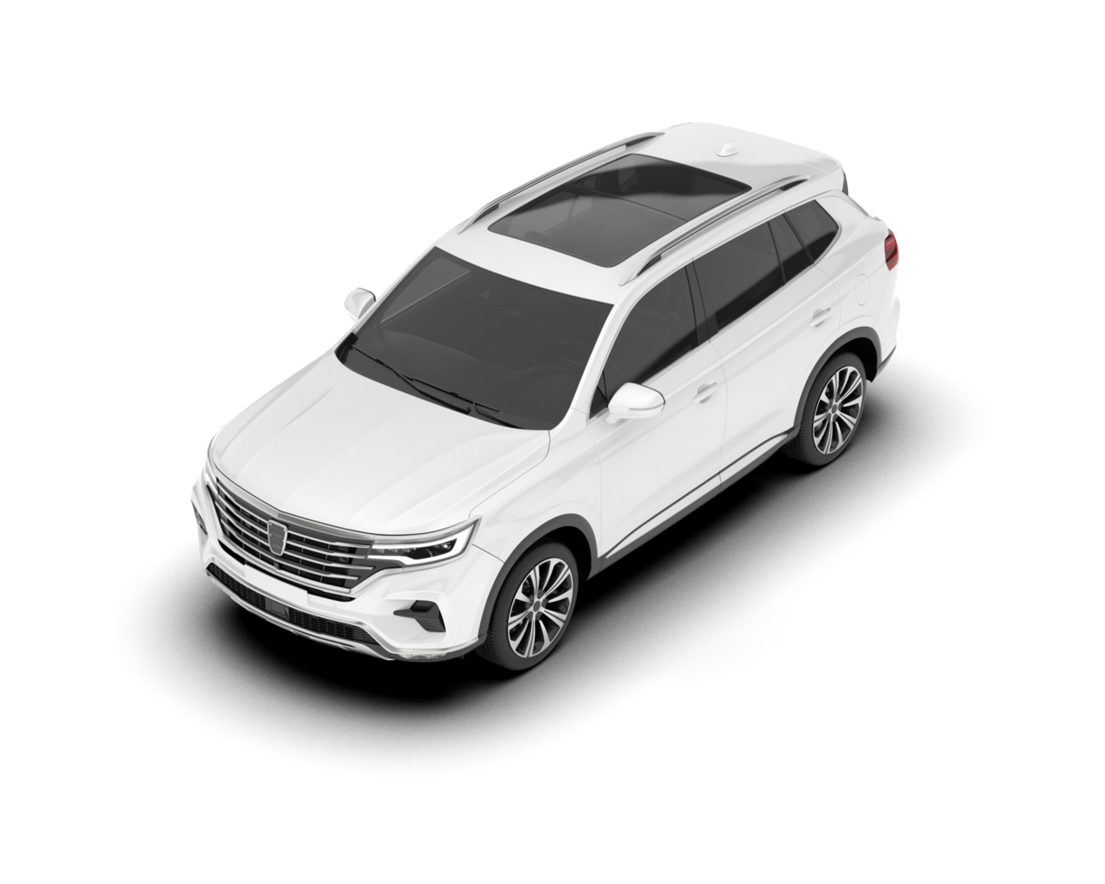 White SUV on transparent background. 3d rendering - illustration png