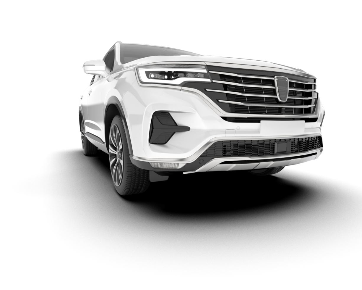 White SUV on transparent background. 3d rendering - illustration png