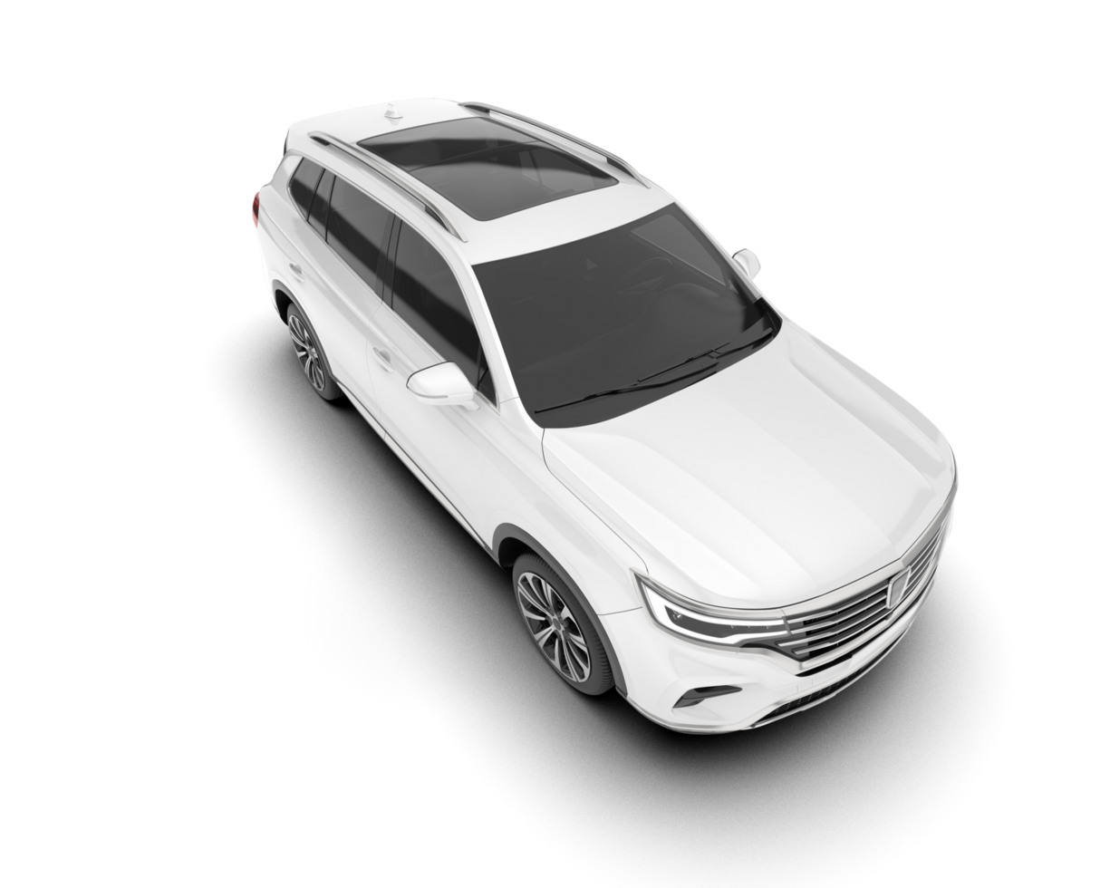 White SUV on transparent background. 3d rendering - illustration png