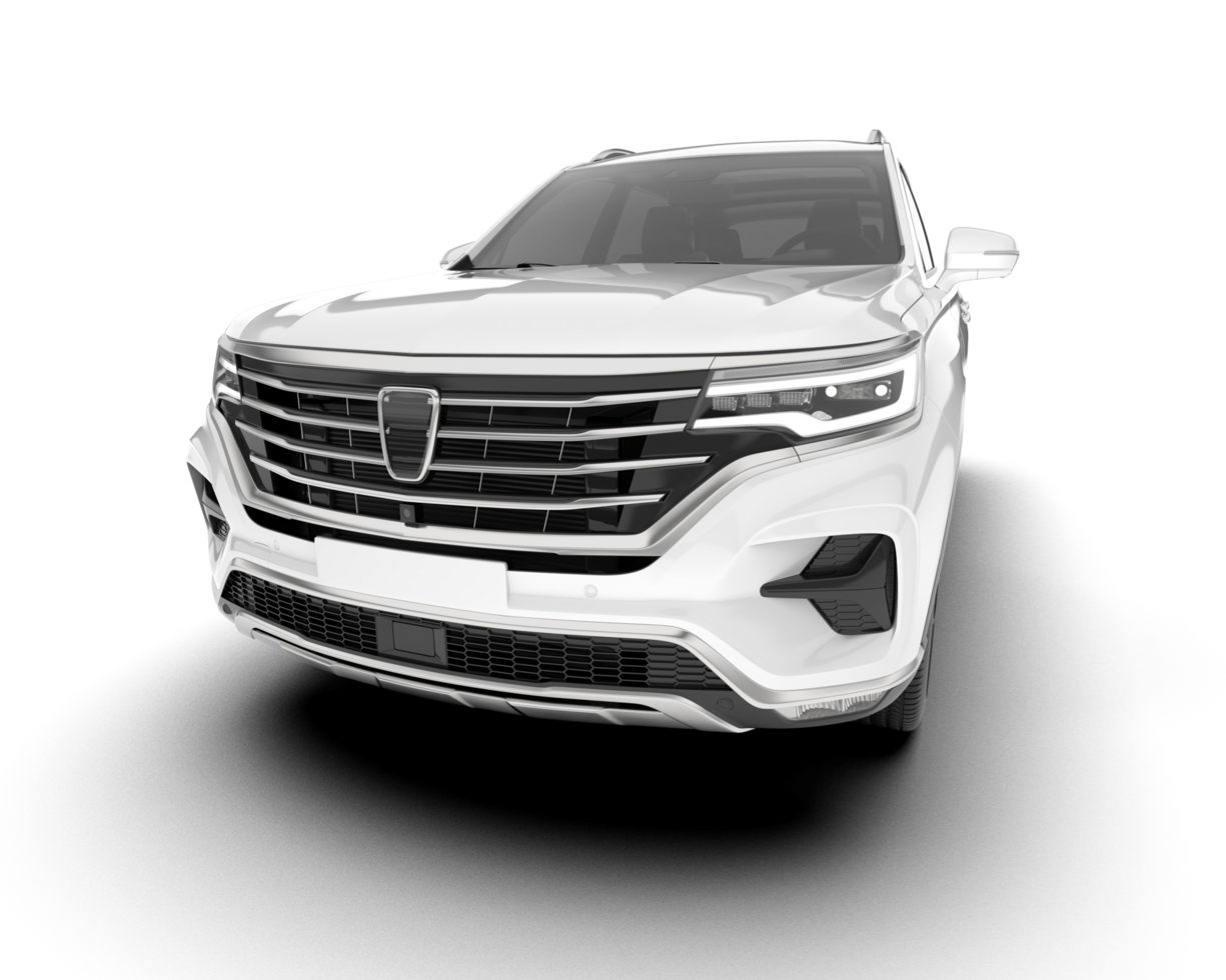 White SUV on transparent background. 3d rendering - illustration png