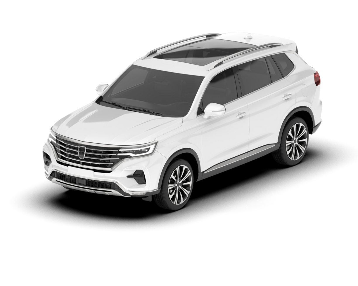 White SUV on transparent background. 3d rendering - illustration png