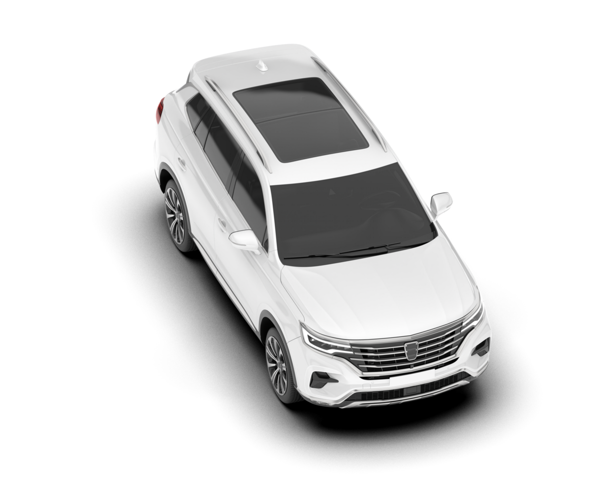 White SUV on transparent background. 3d rendering - illustration png