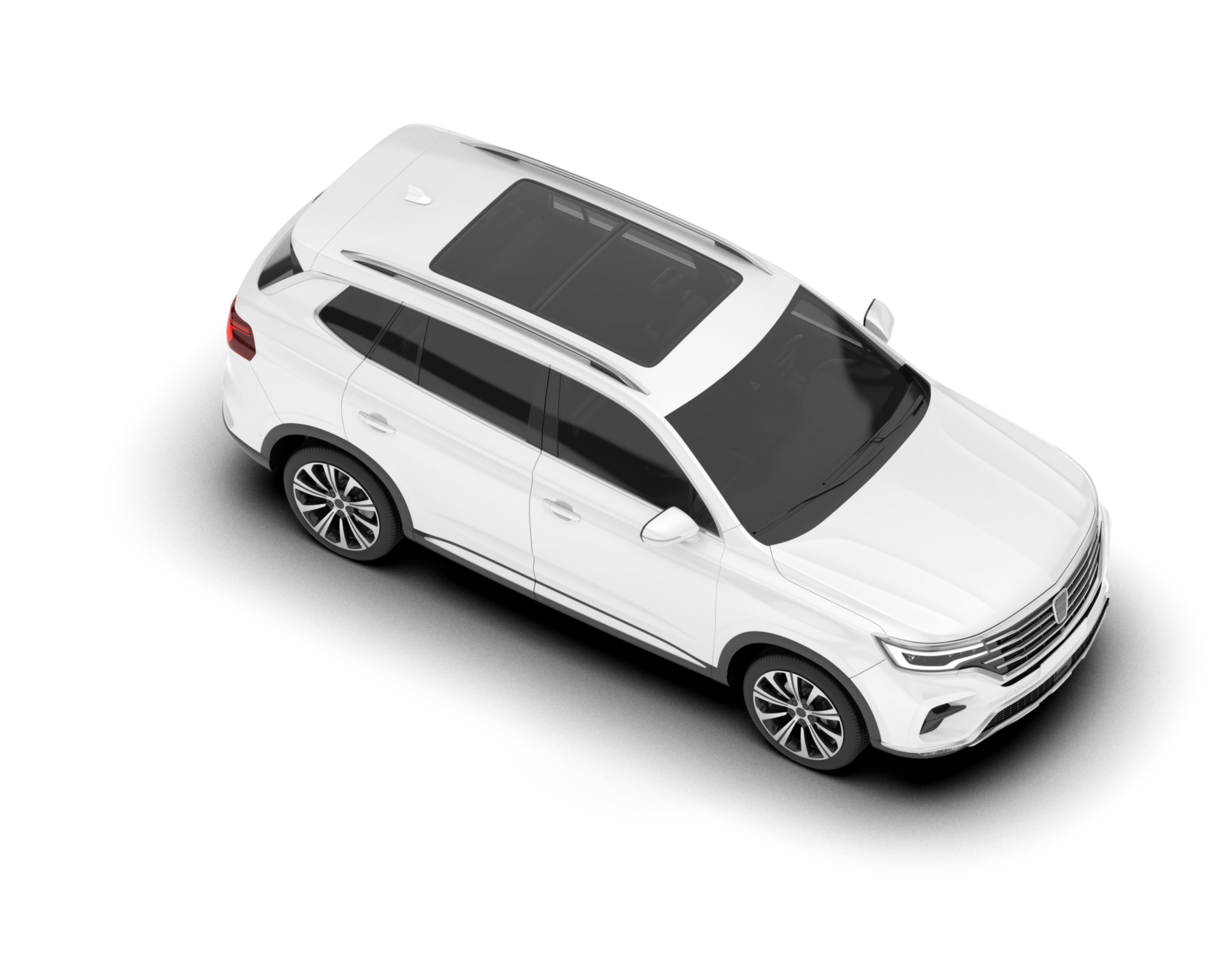 White SUV on transparent background. 3d rendering - illustration png