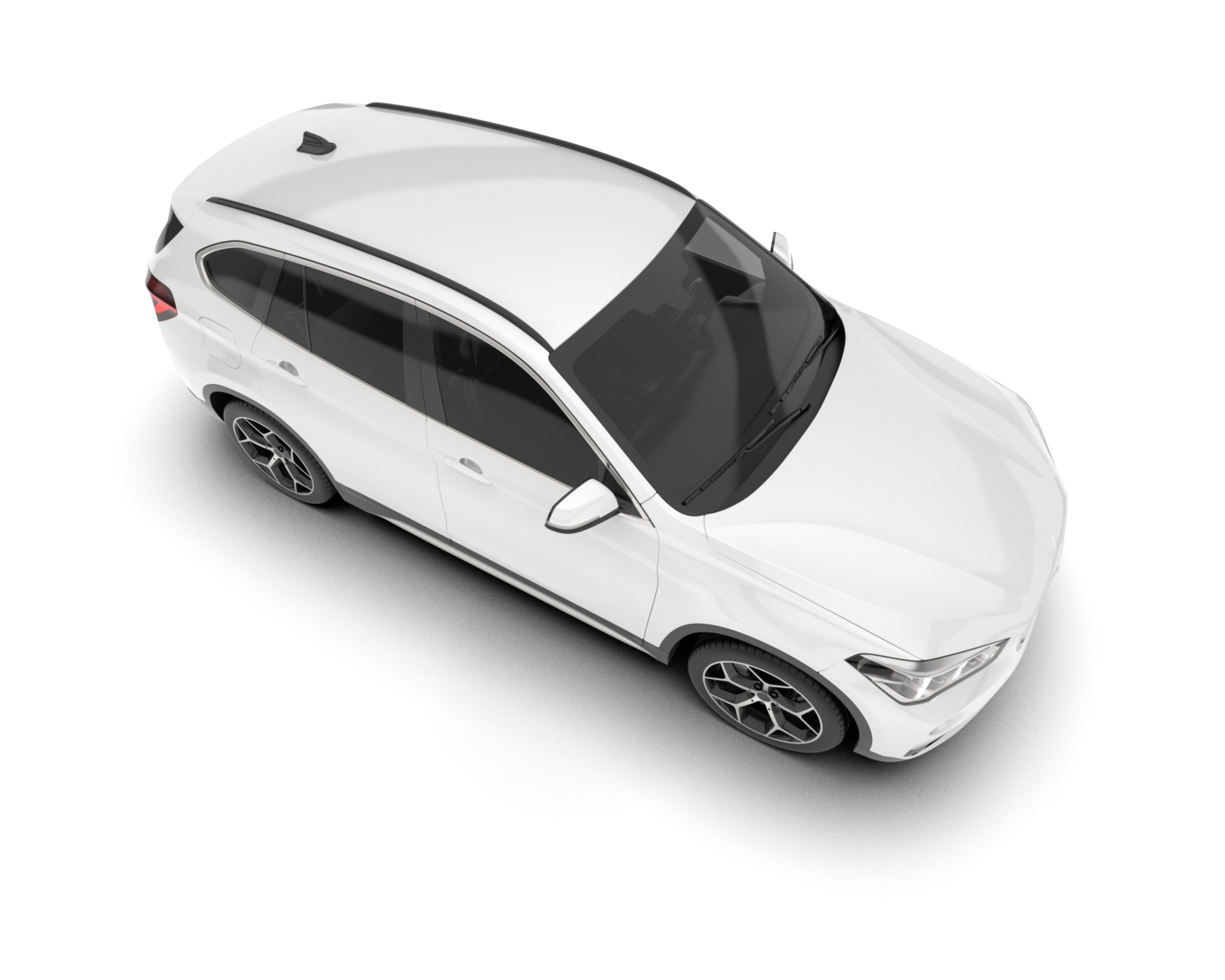 White SUV on transparent background. 3d rendering - illustration png