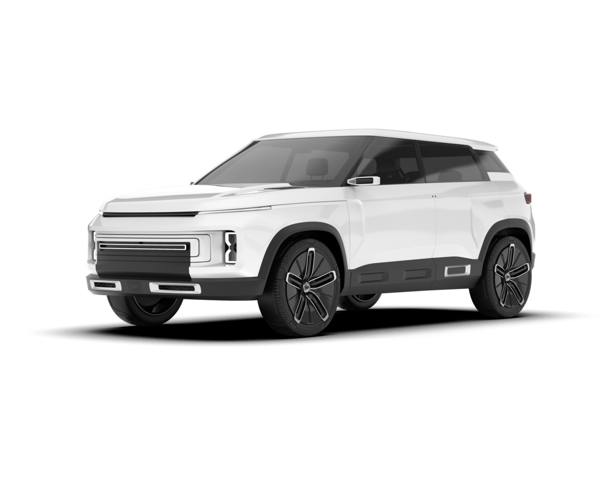 White SUV on transparent background. 3d rendering - illustration png