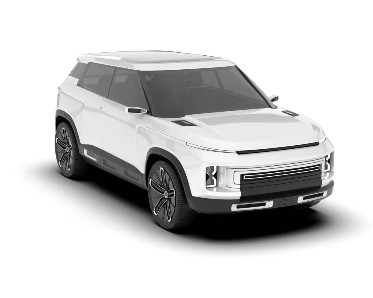 White SUV on transparent background. 3d rendering - illustration png