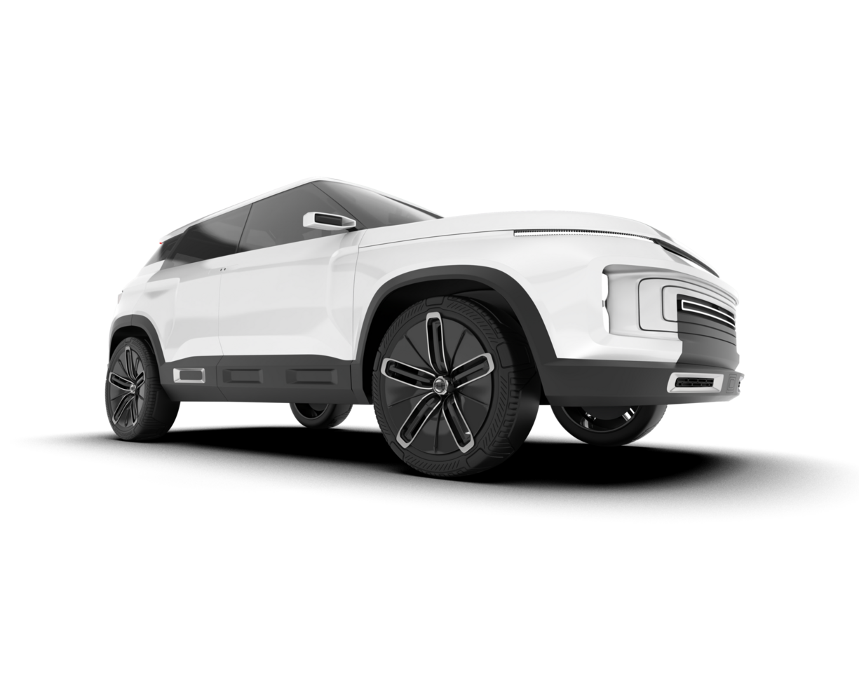 White SUV on transparent background. 3d rendering - illustration png