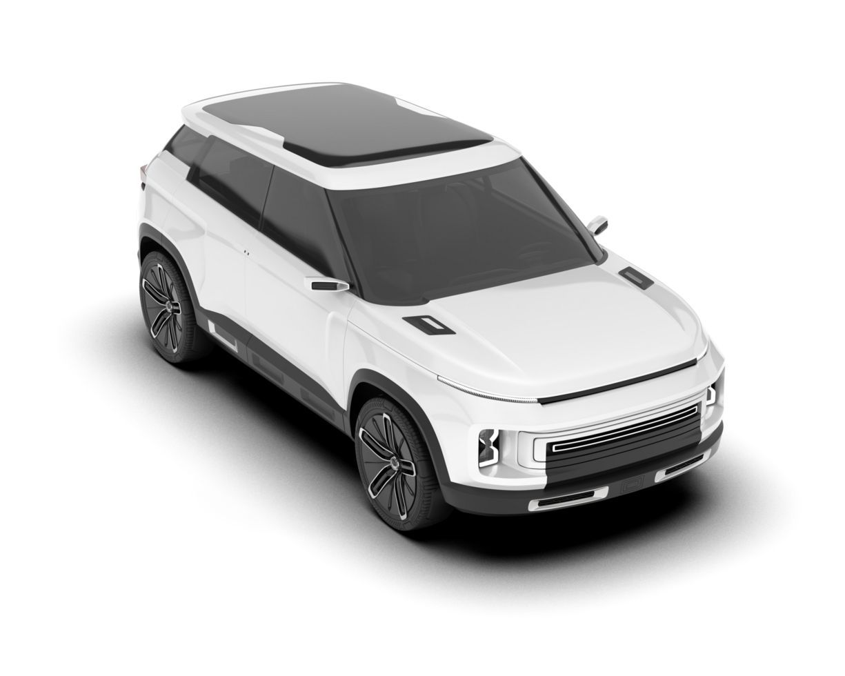 White SUV on transparent background. 3d rendering - illustration png