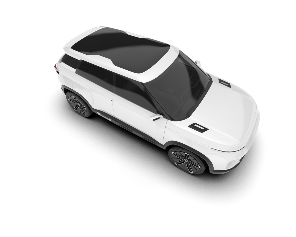 White SUV on transparent background. 3d rendering - illustration png