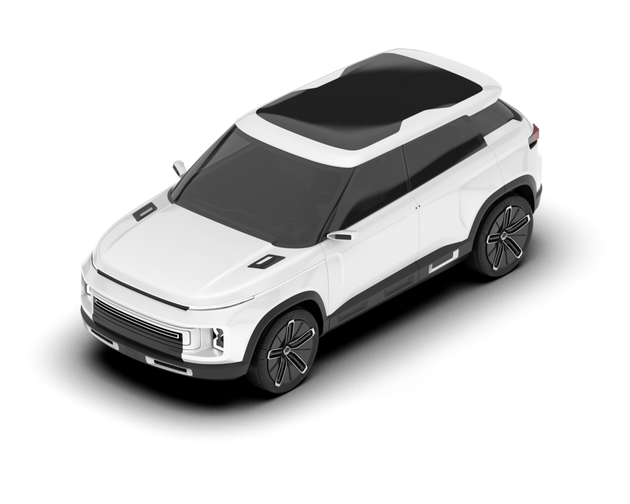 White SUV on transparent background. 3d rendering - illustration png