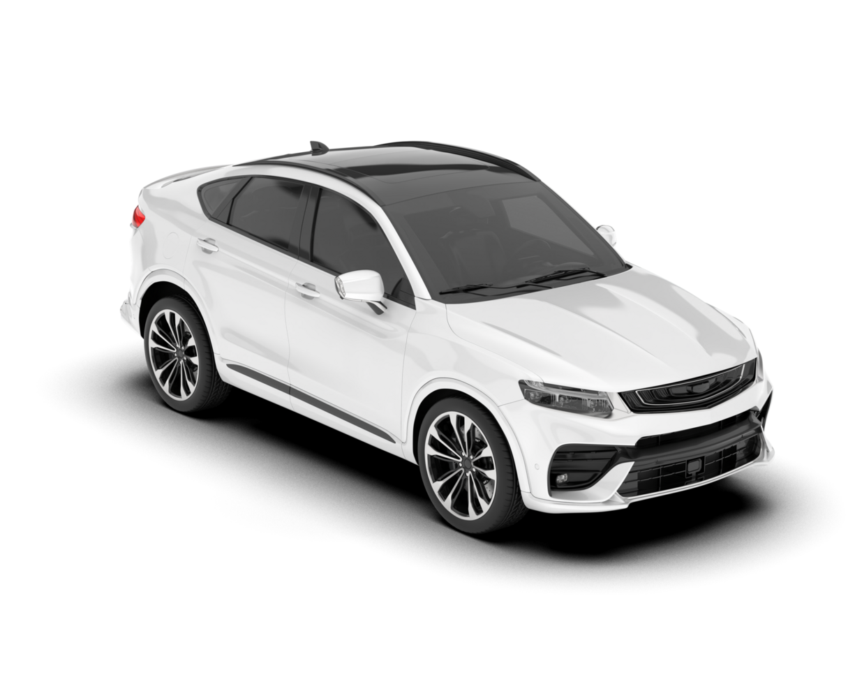 White SUV on transparent background. 3d rendering - illustration png