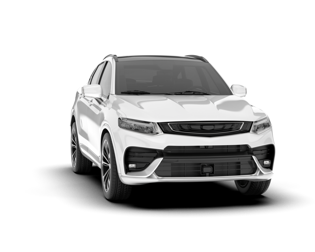White SUV on transparent background. 3d rendering - illustration png