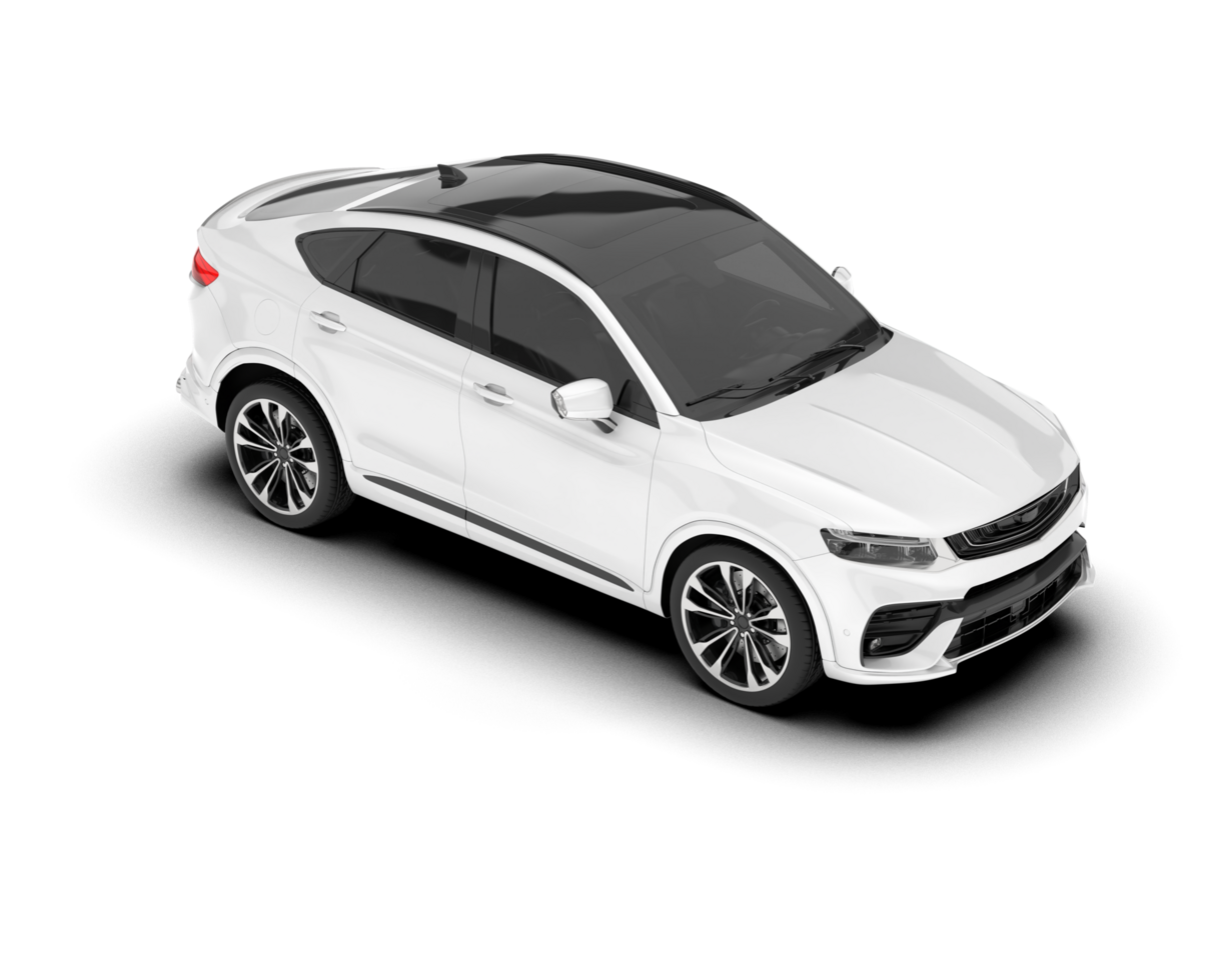White SUV on transparent background. 3d rendering - illustration png