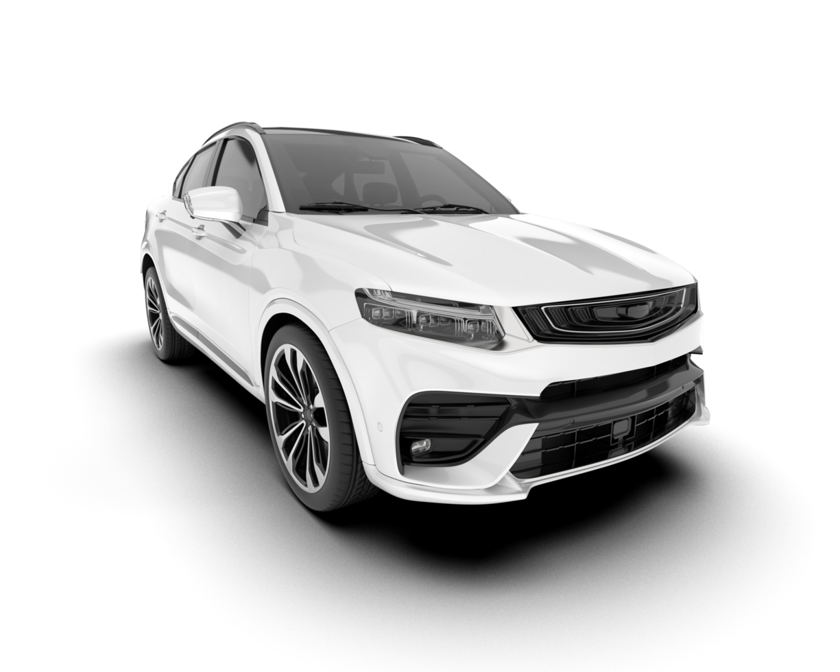 White SUV on transparent background. 3d rendering - illustration png