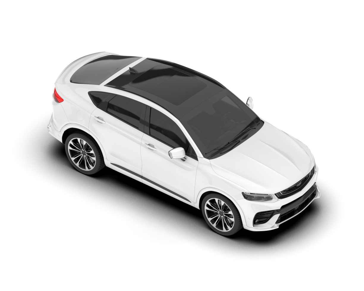 White SUV on transparent background. 3d rendering - illustration png