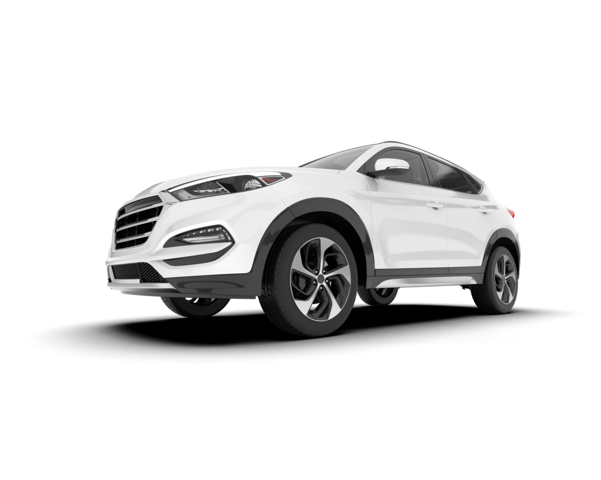 White SUV on transparent background. 3d rendering - illustration png