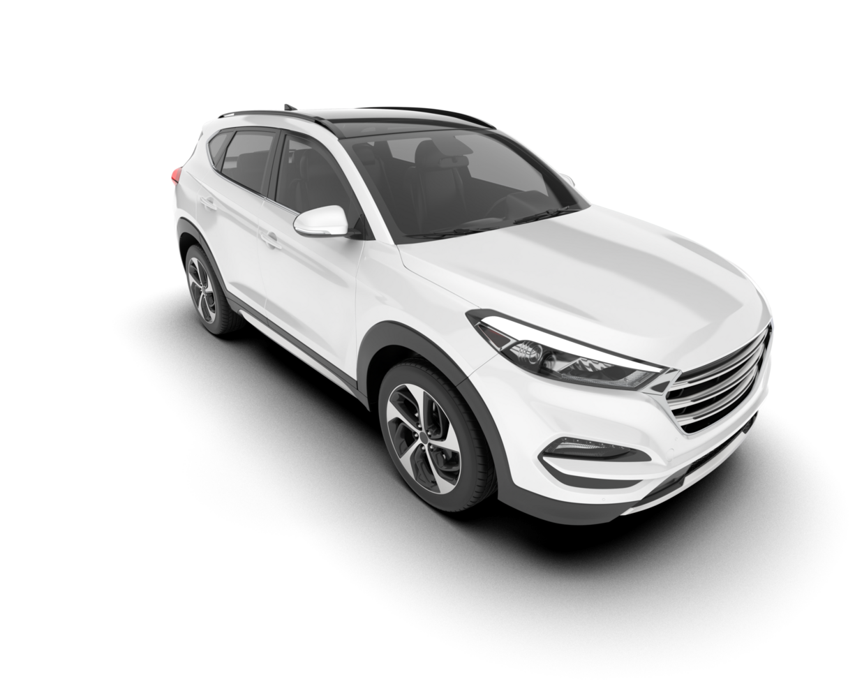White SUV on transparent background. 3d rendering - illustration png