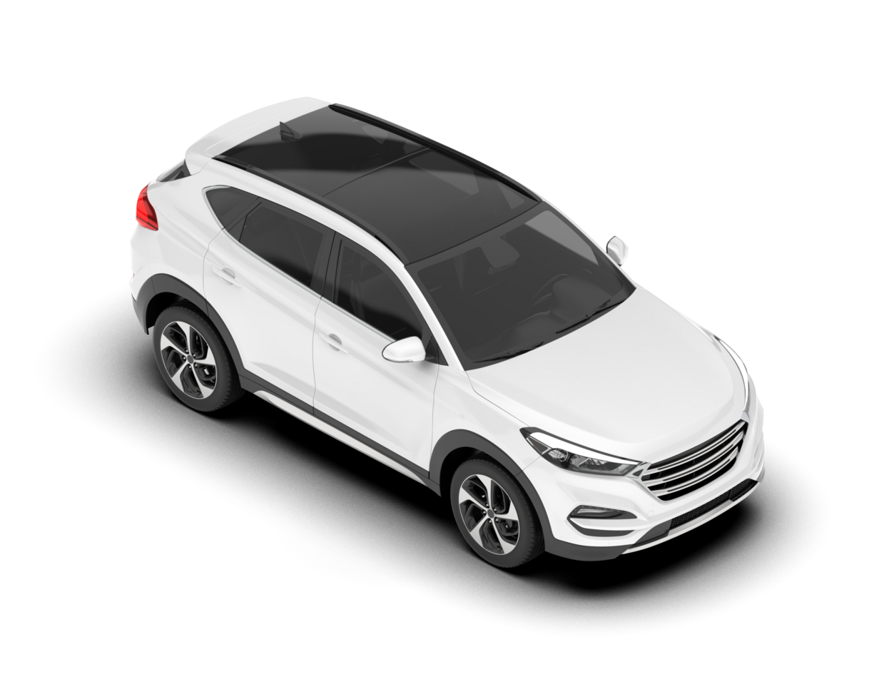 White SUV on transparent background. 3d rendering - illustration png
