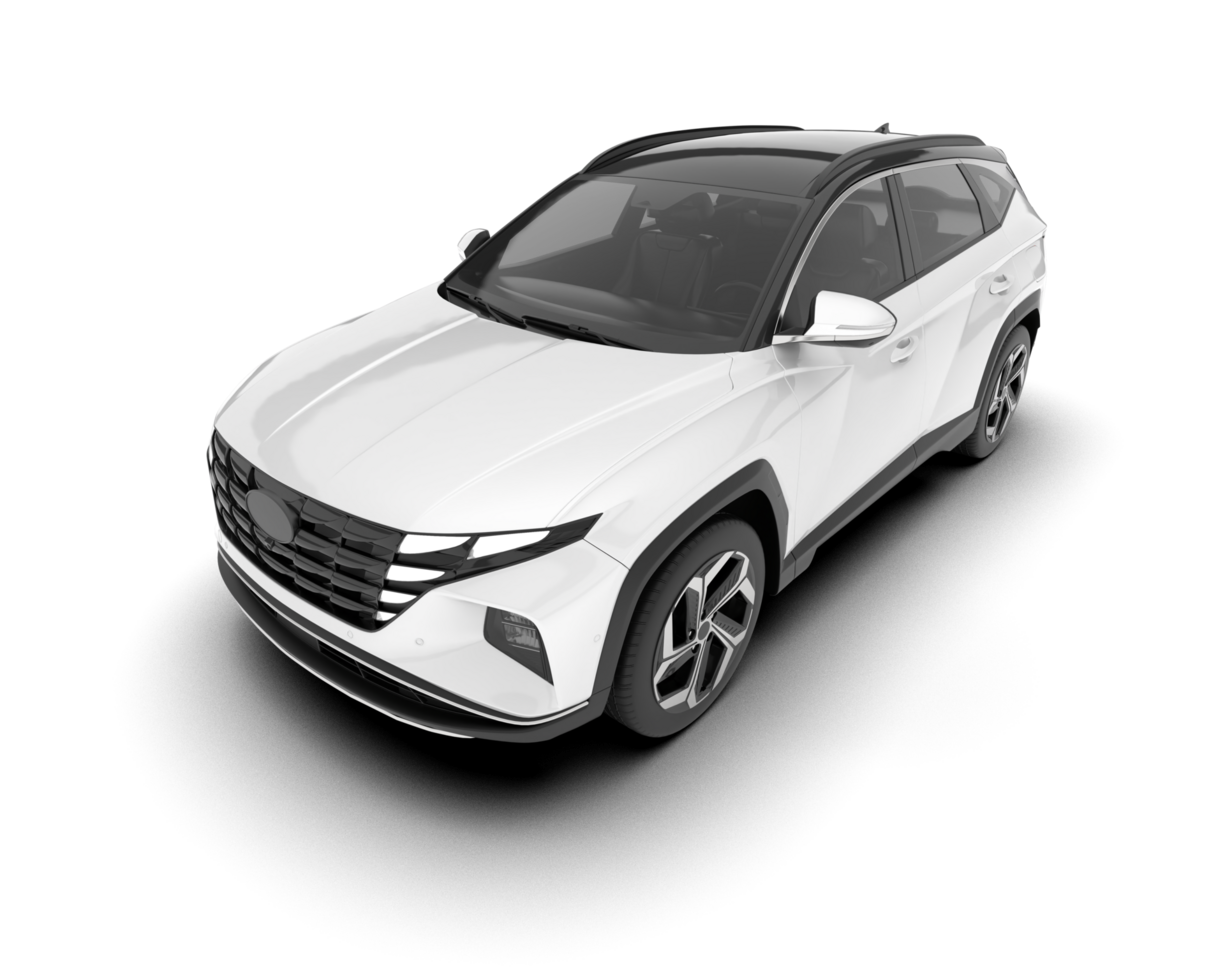 White SUV on transparent background. 3d rendering - illustration png