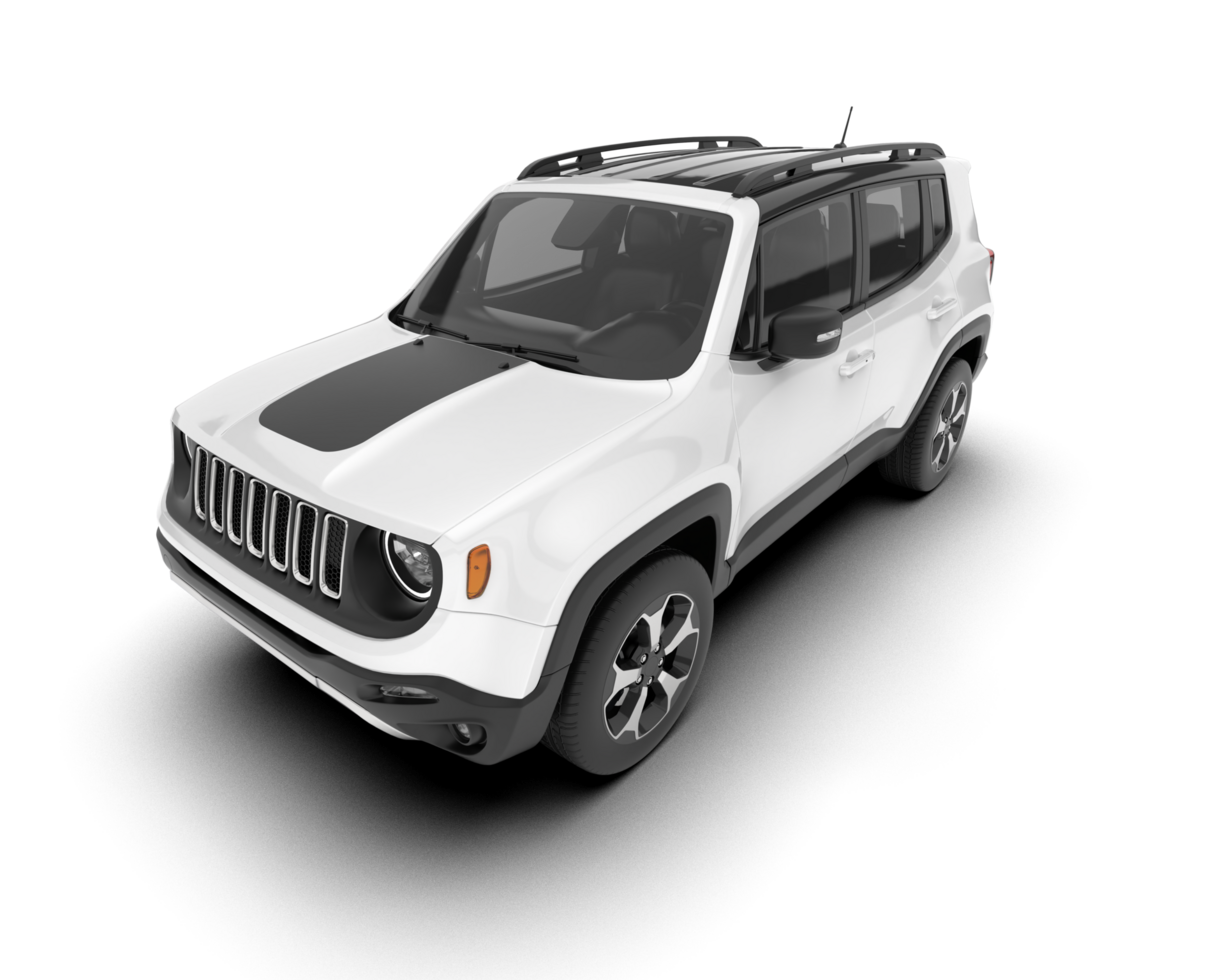 White SUV on transparent background. 3d rendering - illustration png