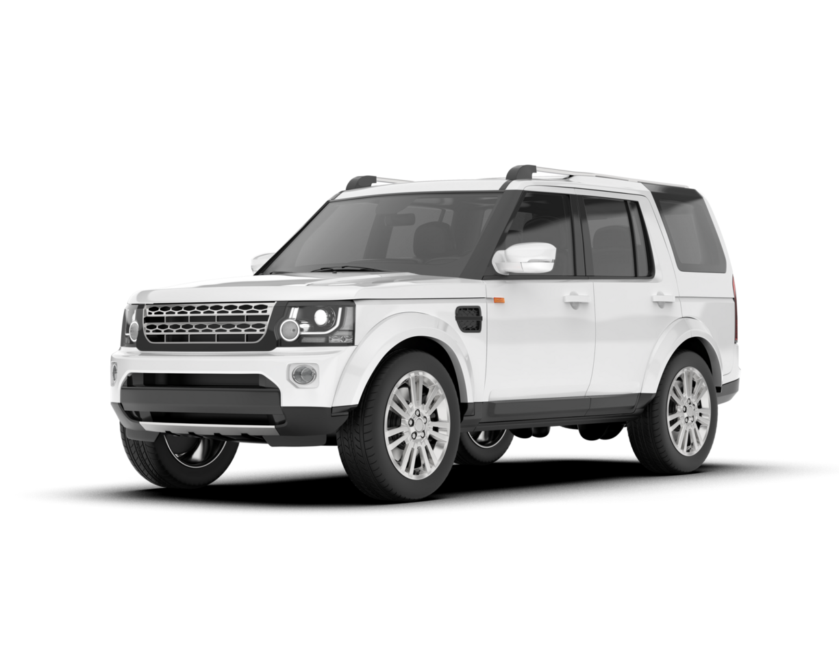 White SUV on transparent background. 3d rendering - illustration png