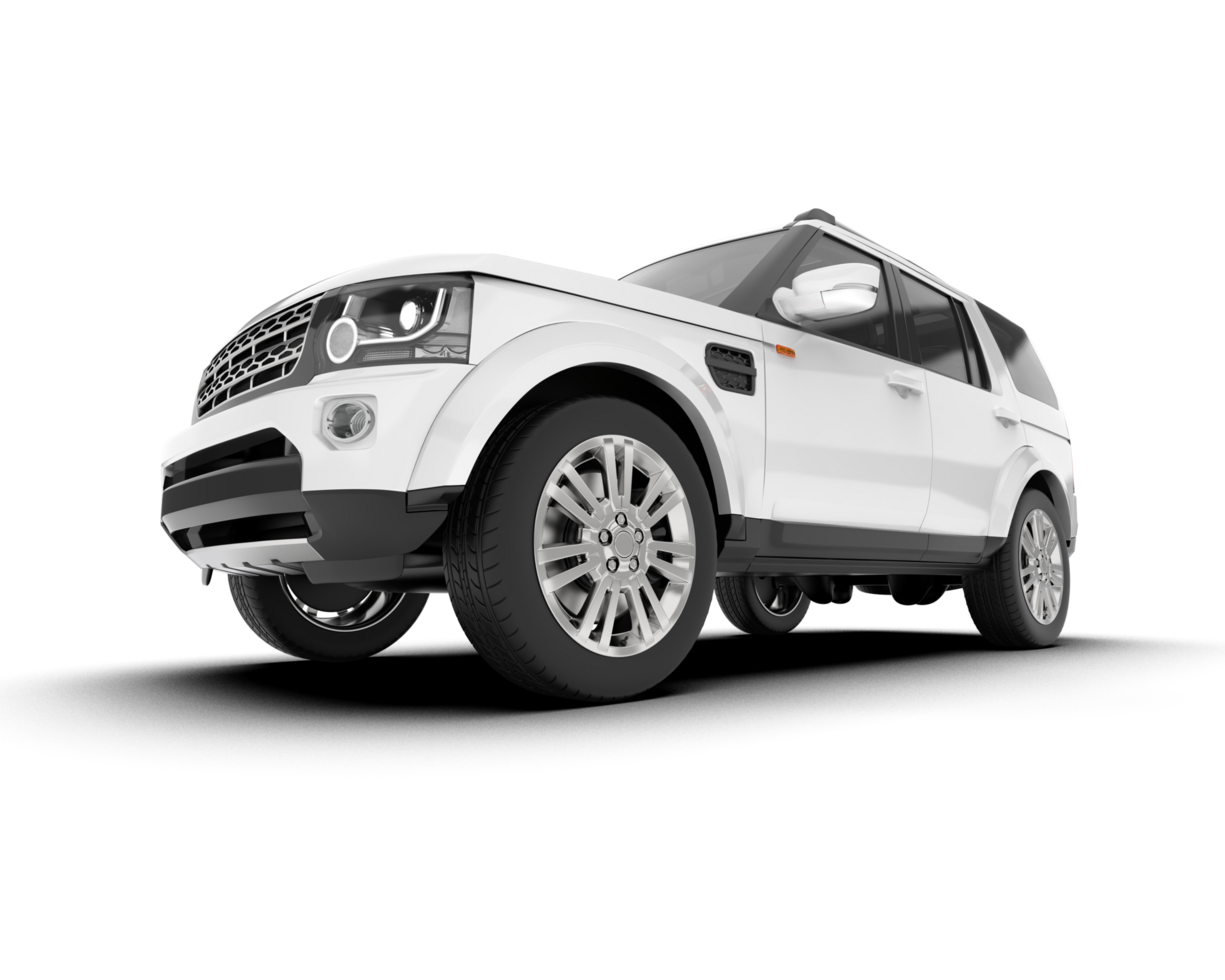 White SUV on transparent background. 3d rendering - illustration png