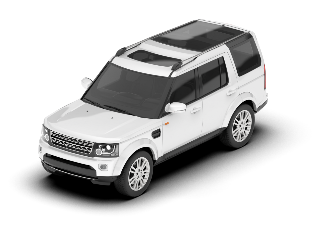 White SUV on transparent background. 3d rendering - illustration png