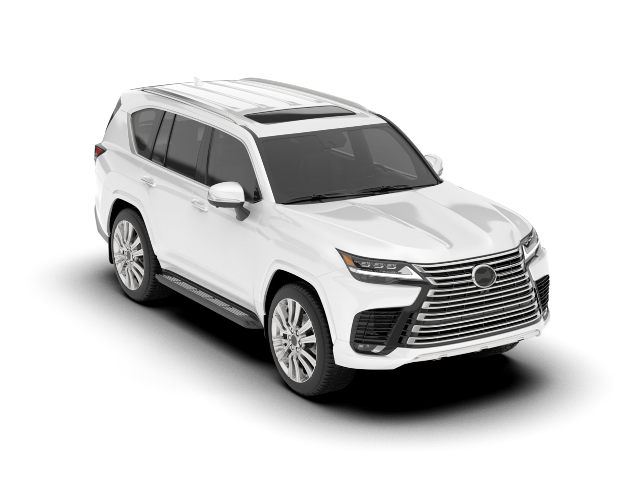 White SUV on transparent background. 3d rendering - illustration png