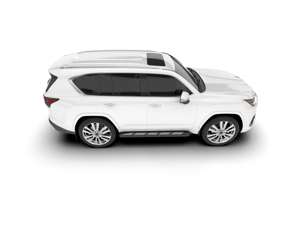 White SUV on transparent background. 3d rendering - illustration png