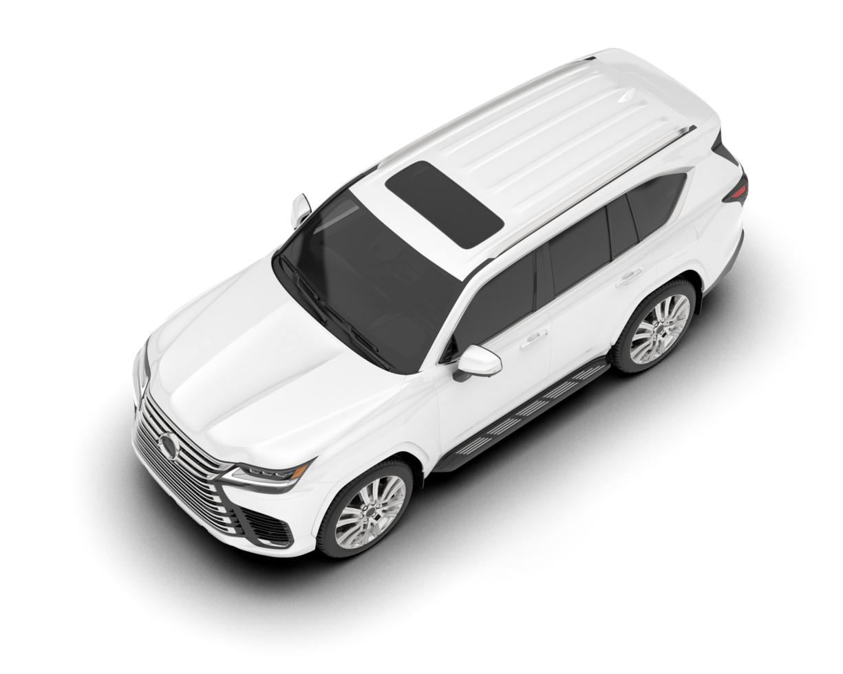 White SUV on transparent background. 3d rendering - illustration png
