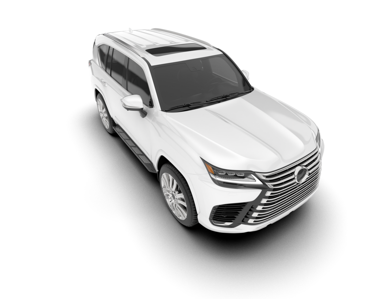 White SUV on transparent background. 3d rendering - illustration png