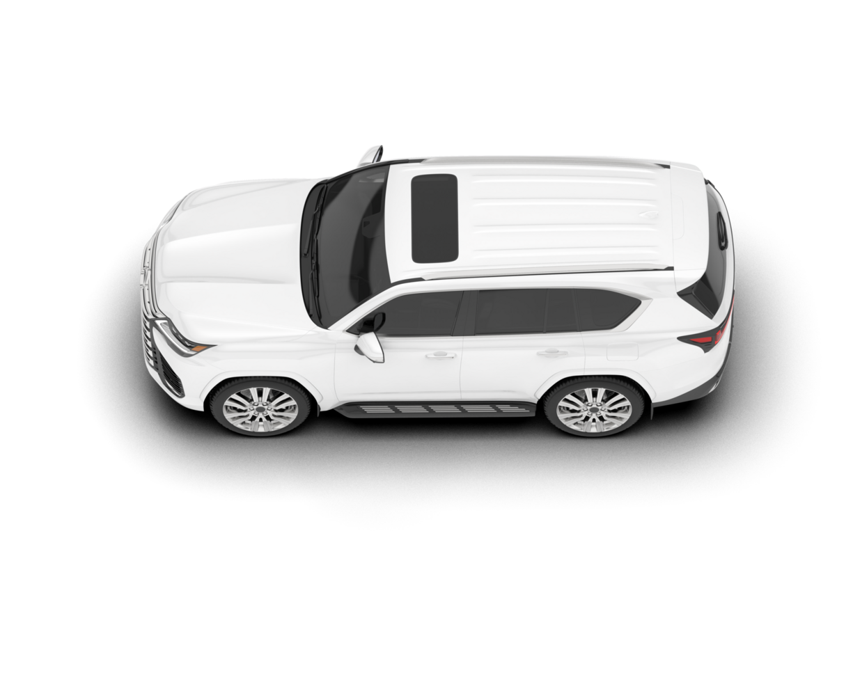 White SUV on transparent background. 3d rendering - illustration png
