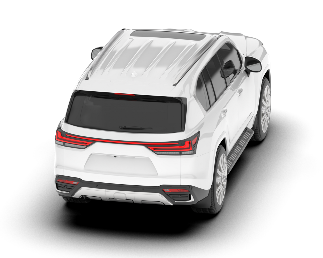 White SUV on transparent background. 3d rendering - illustration png