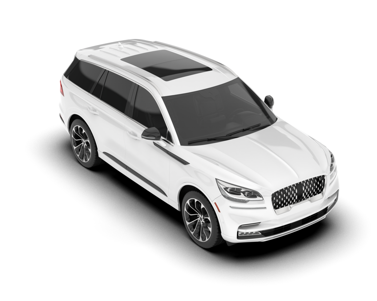 White SUV on transparent background. 3d rendering - illustration png