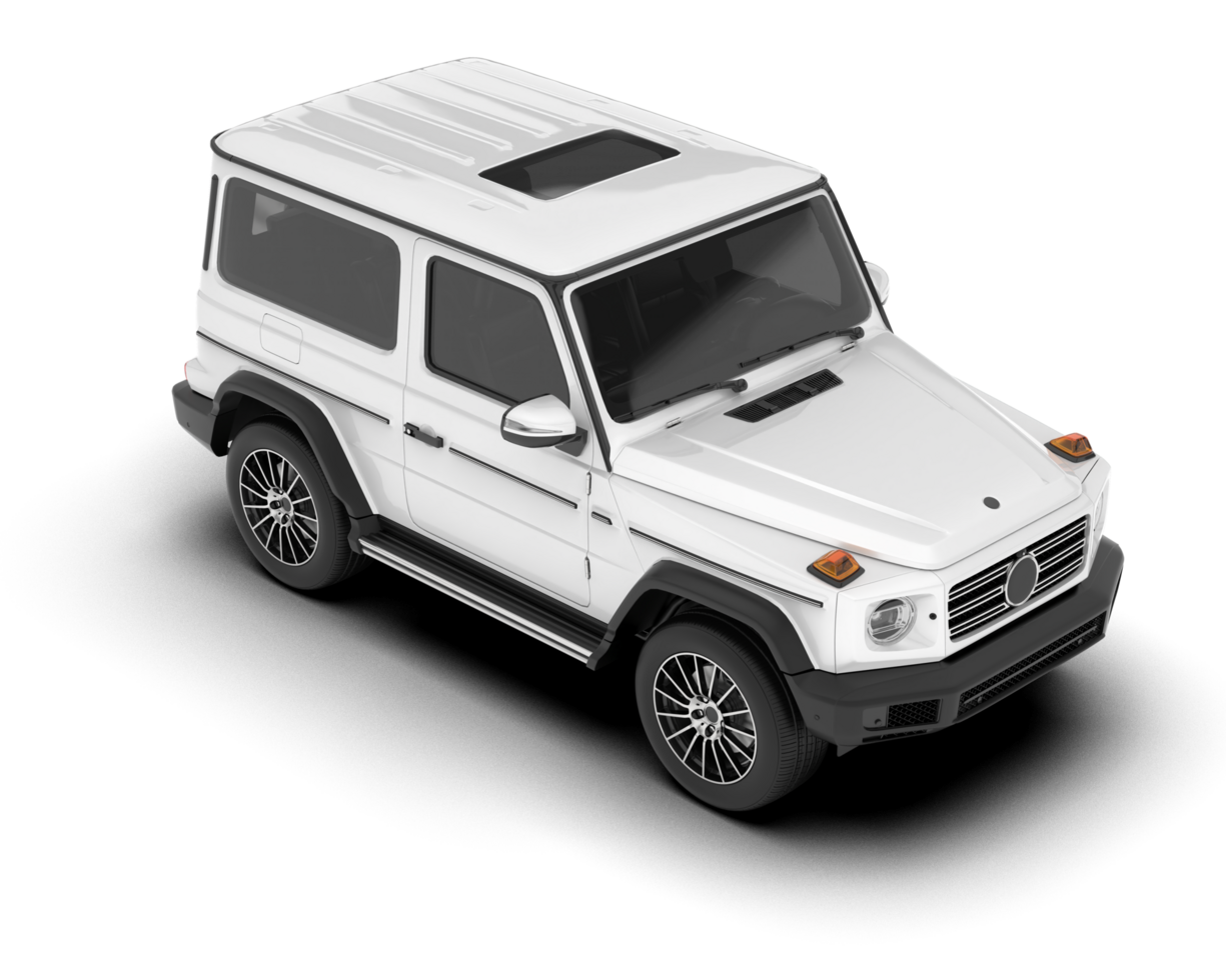 White SUV on transparent background. 3d rendering - illustration png
