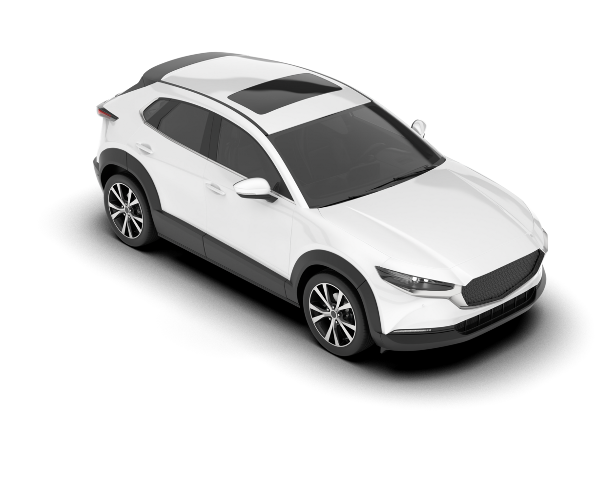 White SUV on transparent background. 3d rendering - illustration png