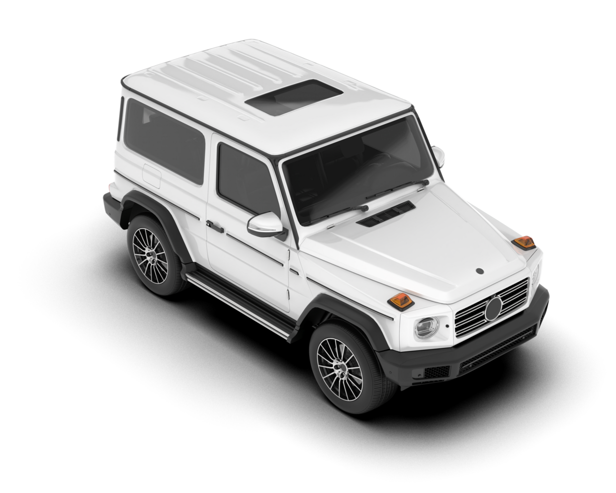 White SUV on transparent background. 3d rendering - illustration png