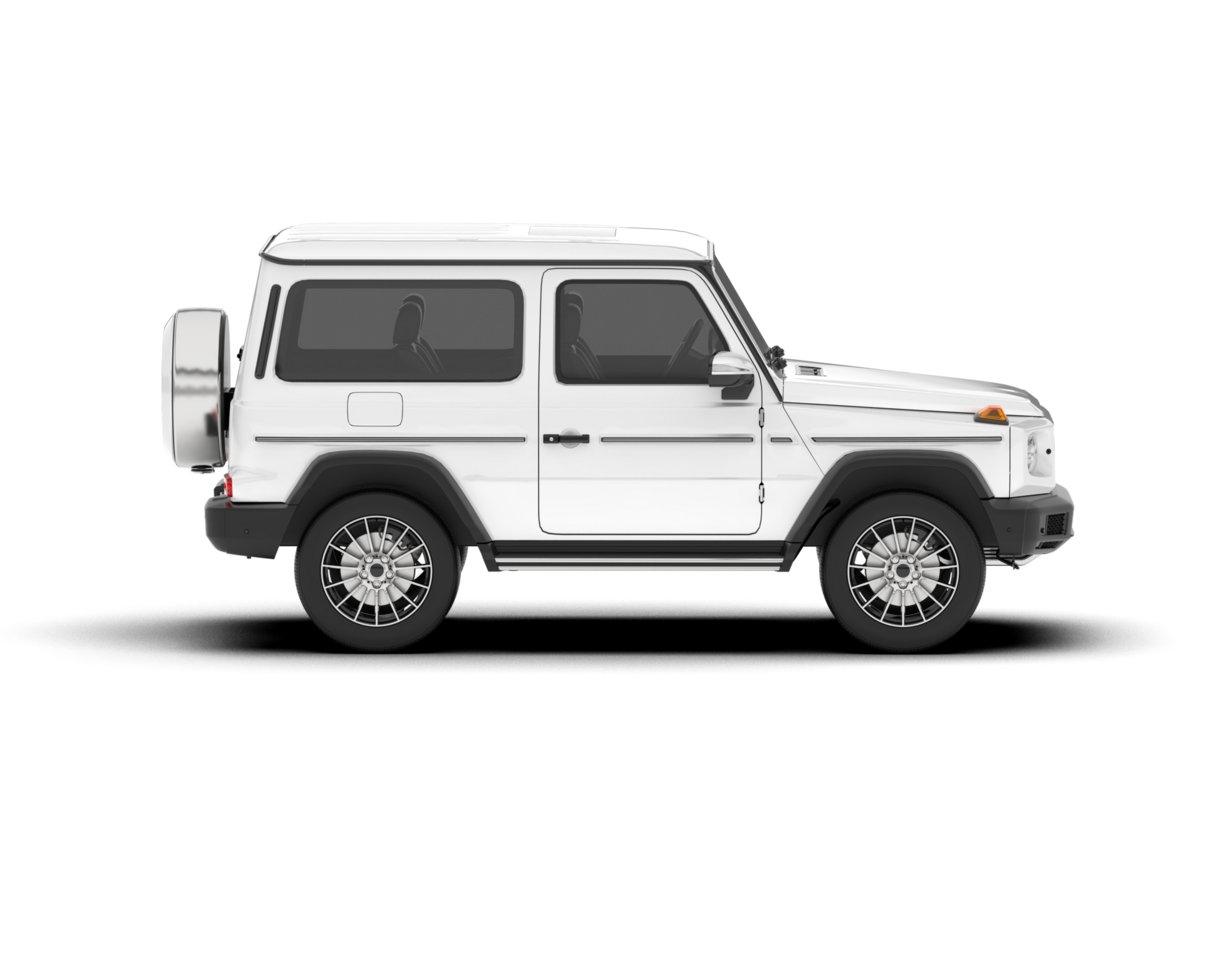 White SUV on transparent background. 3d rendering - illustration png