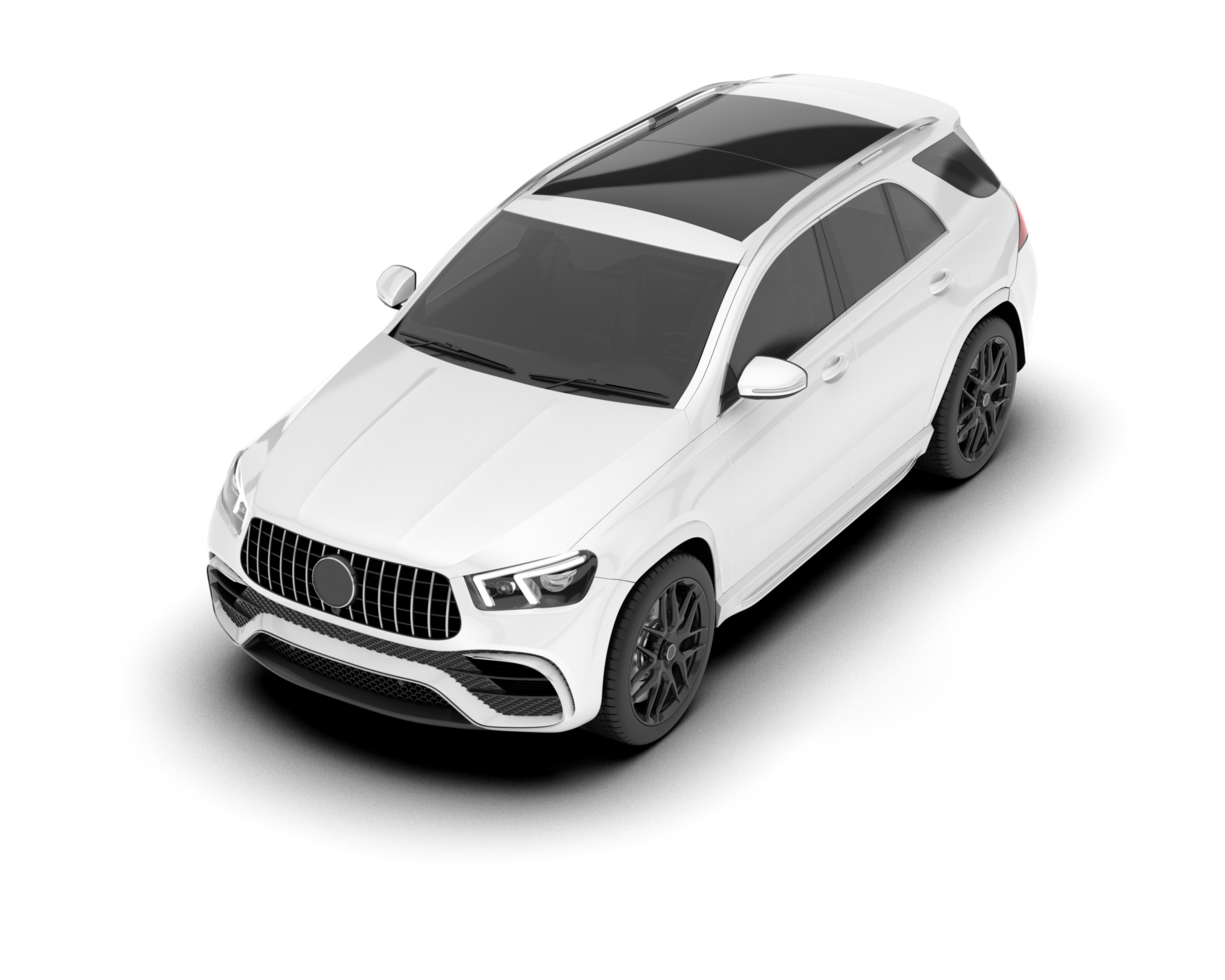 White SUV on transparent background. 3d rendering - illustration png