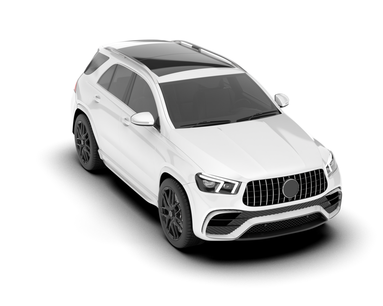 White SUV on transparent background. 3d rendering - illustration png