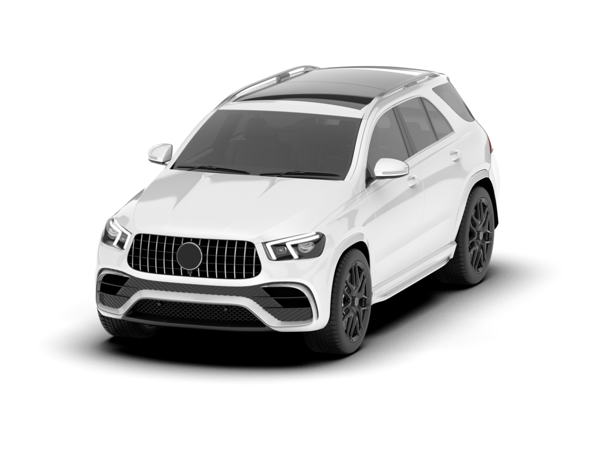 White SUV on transparent background. 3d rendering - illustration png