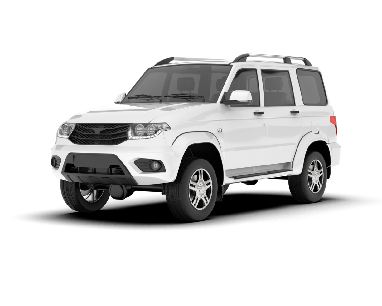 White SUV on transparent background. 3d rendering - illustration png