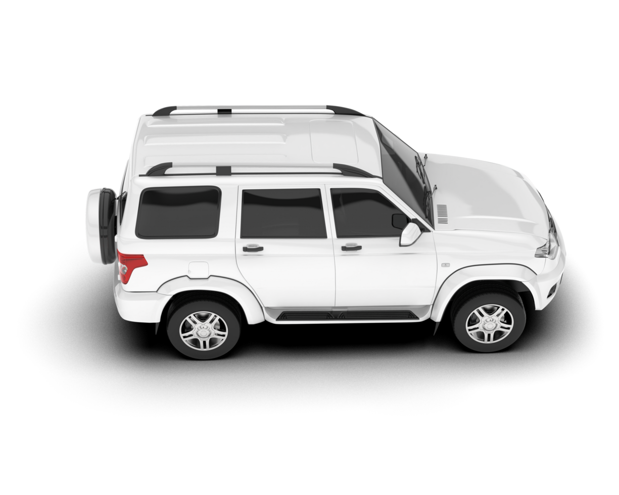 White SUV on transparent background. 3d rendering - illustration png