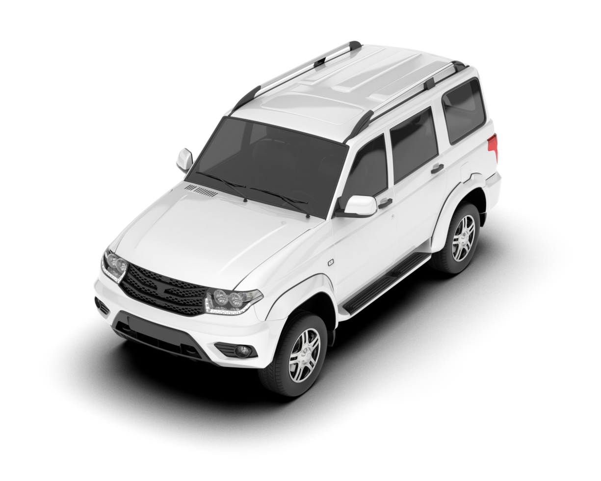 White SUV on transparent background. 3d rendering - illustration png