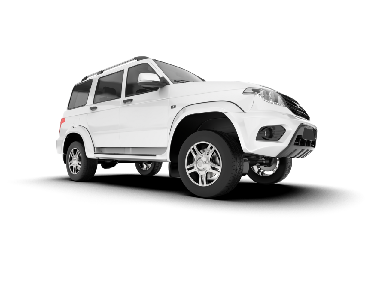 White SUV on transparent background. 3d rendering - illustration png